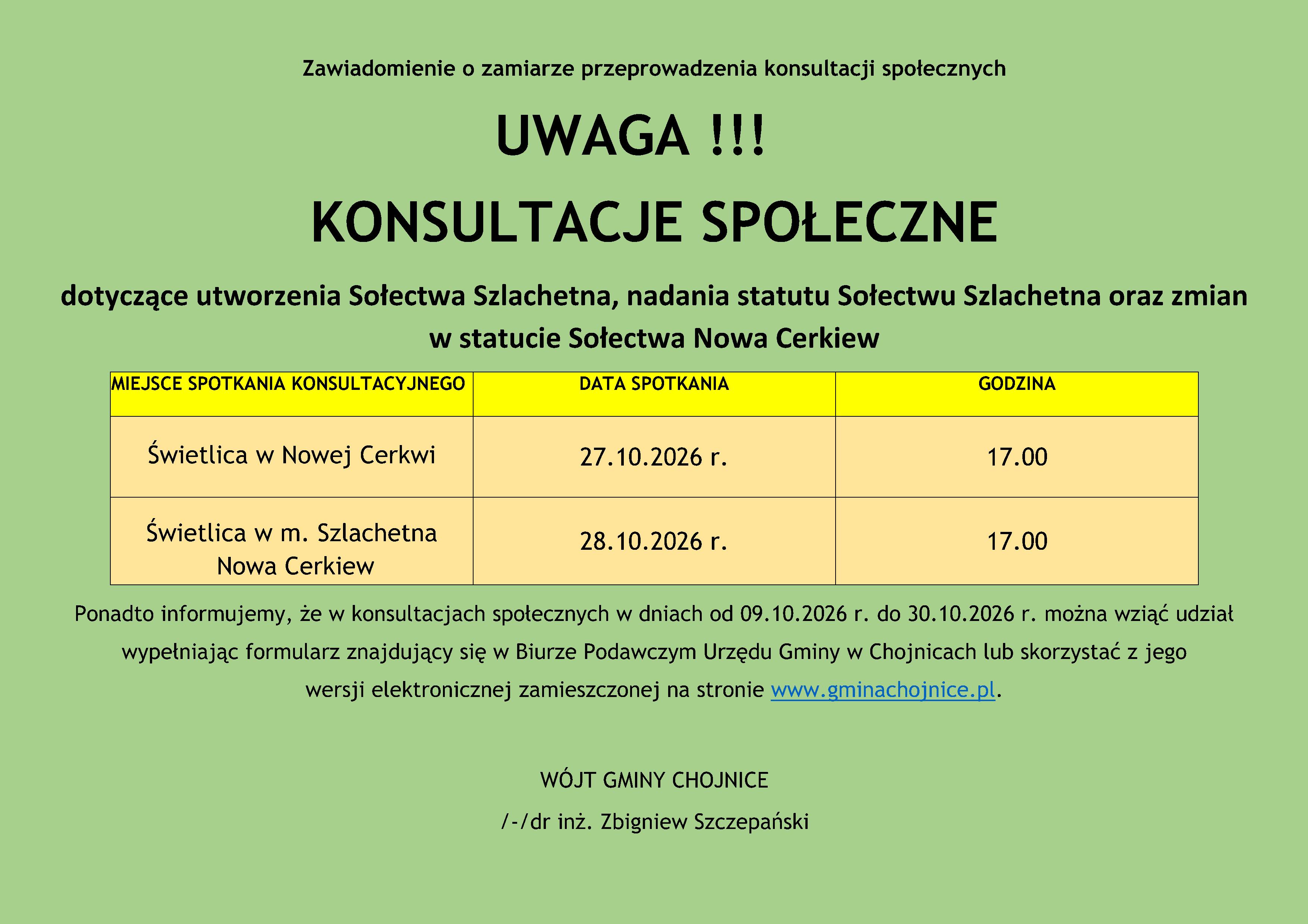 ogłoszenie o&nbsp;konsultacajach